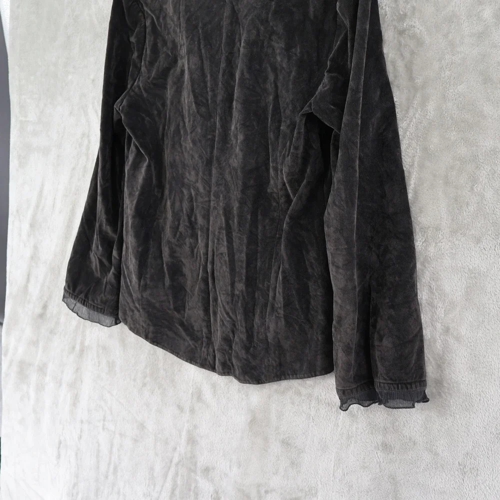 J. Jill Corduroy Blazer Women 12 Petite Black Shawl Collar Cutaway Hem Dark Boho